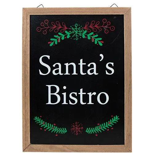 MA72293 Pizarrón Santa's Bistro De Madera 35 cm.