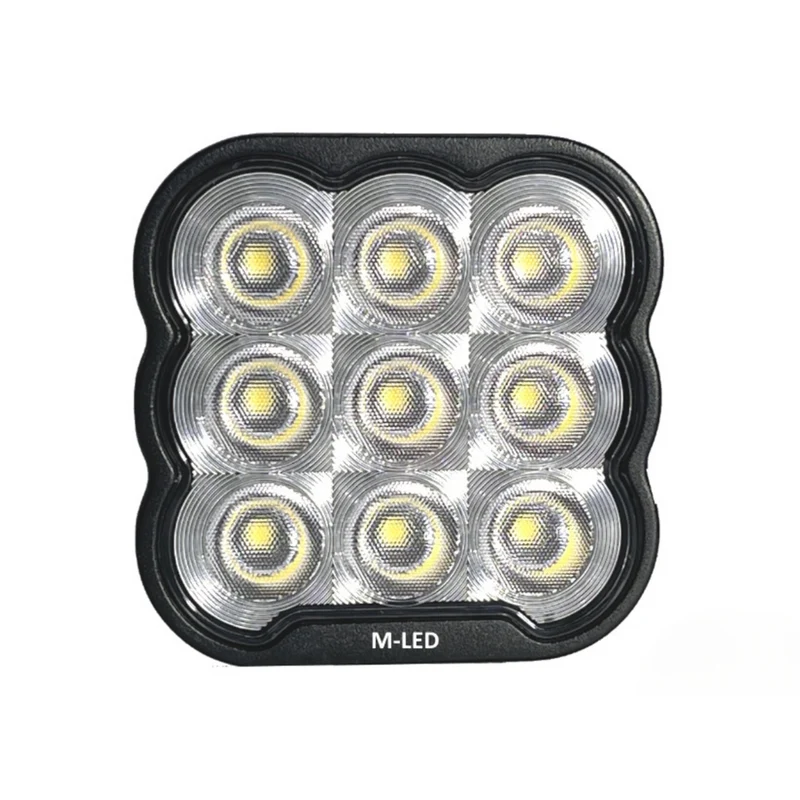 Luz de trabajo LED cuadrada con soporte de acero inoxidable / 9 LED / 45 W