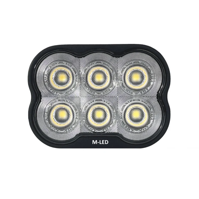 Luz de trabajo LED rectangular con soporte de acero inoxidable / 6 LED / 30 W