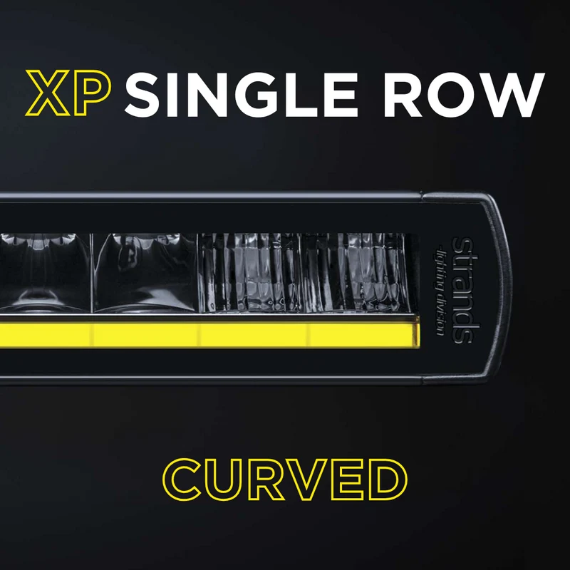 Barras de luz curvas de una fila Strands Siberia XP con luz de posición amarilla/blanca