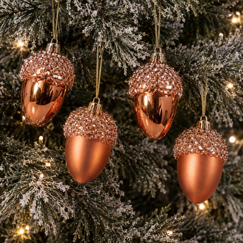 Set 4 Ornamentos Bellota Cobre 10 cm