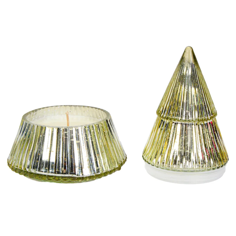Art.9455 Vela con Vaso Pino 17.5x12cm 1pz