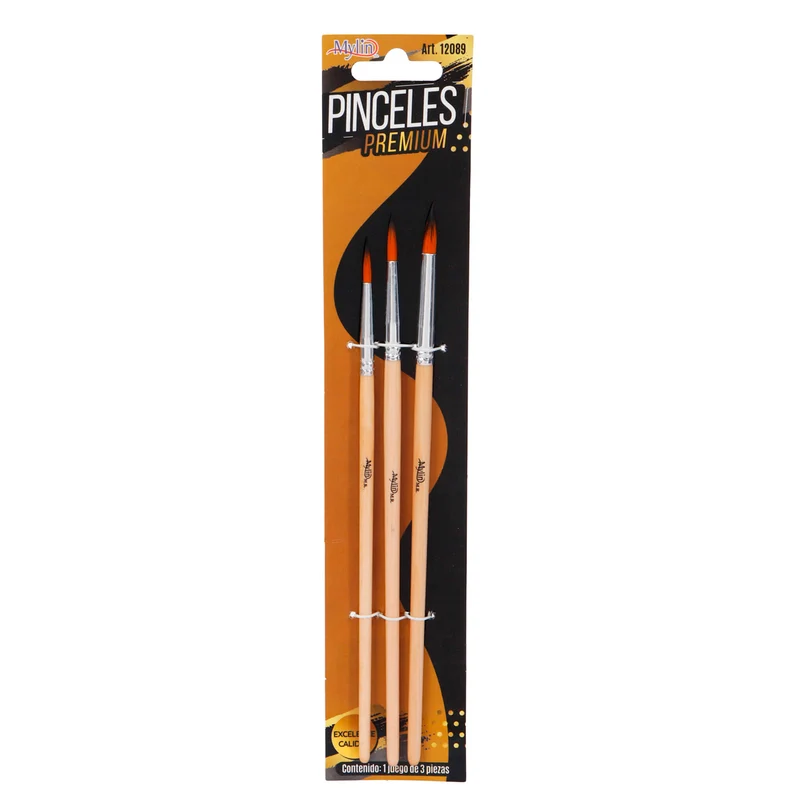 Art.12089 Juego Pincel Redondo Premium varios tamaños 3pz