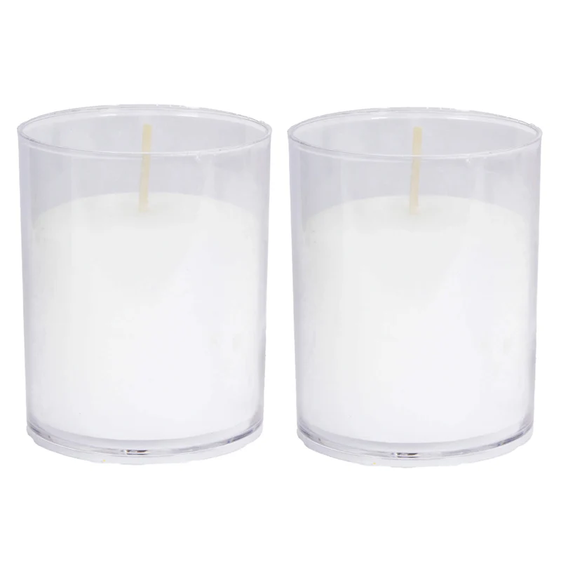 Art.9428 Vela con Vaso Plástico 6.5x5.5cm 2pz