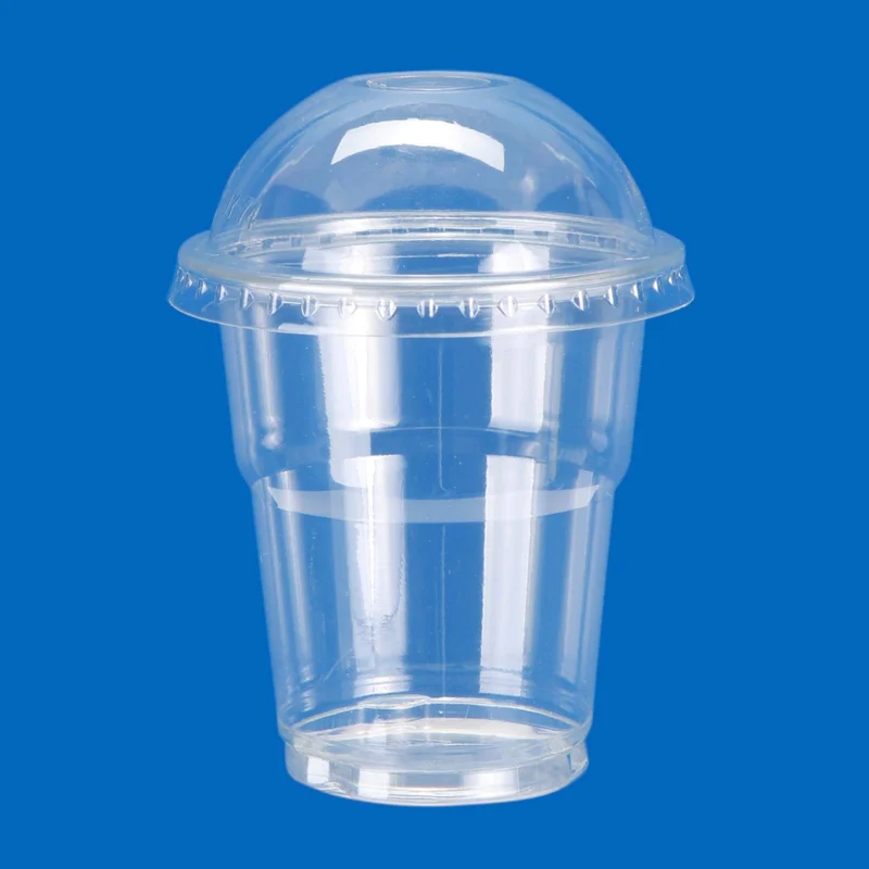 Art.608 Vaso con Tapa domo de Plástico aprox 160ml 10.5x7.5cm 10pz