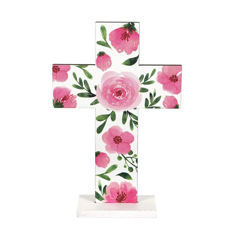 Art.2009 Cruz Con Base Rosas 12x8x3cm 1pz