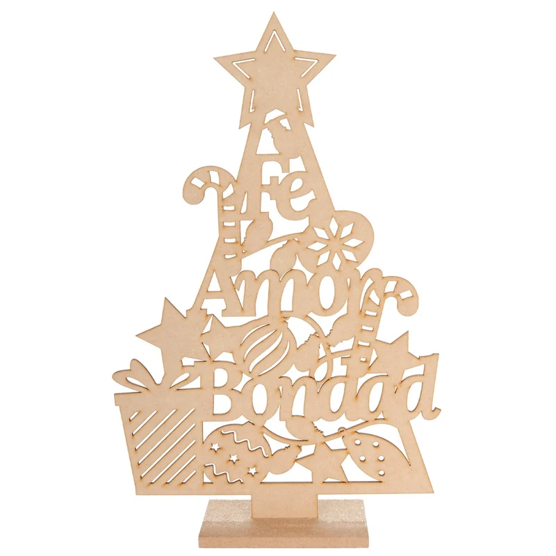 Art.486 Pino Frases Esferas Madera 39.5x25.5x7.4cm 1pz