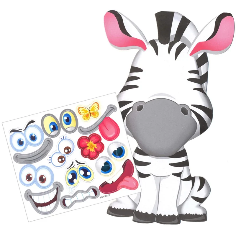 Art.9500 Calcomanía Zebra Chistosa Varios Tamaños 1 Planilla (aprox 14pz)