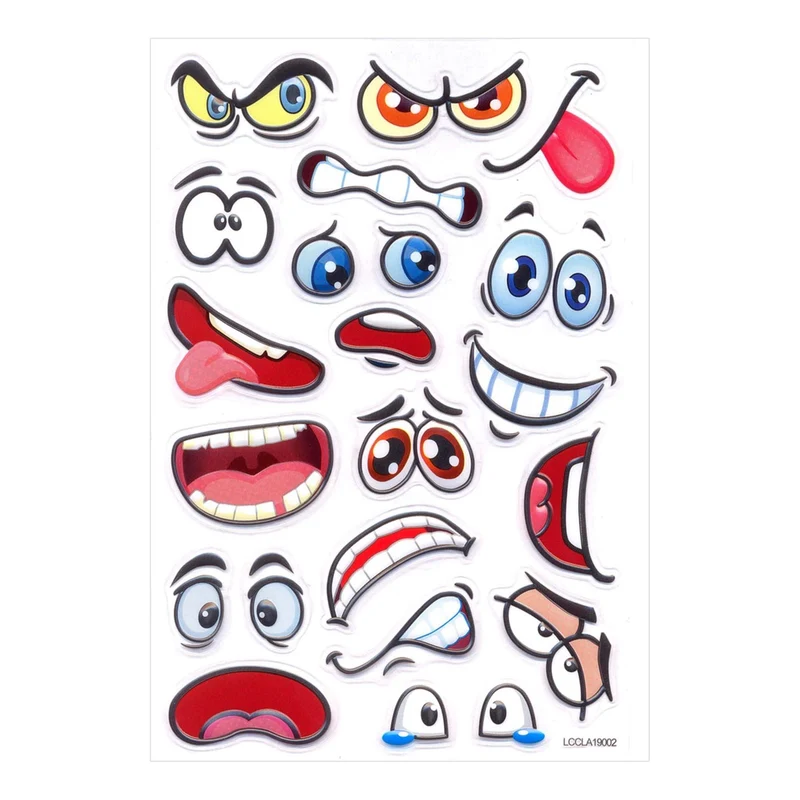 Art.9469 Calcomanía Ojos/Cara Varios 1 Planilla (aprox 19pz)