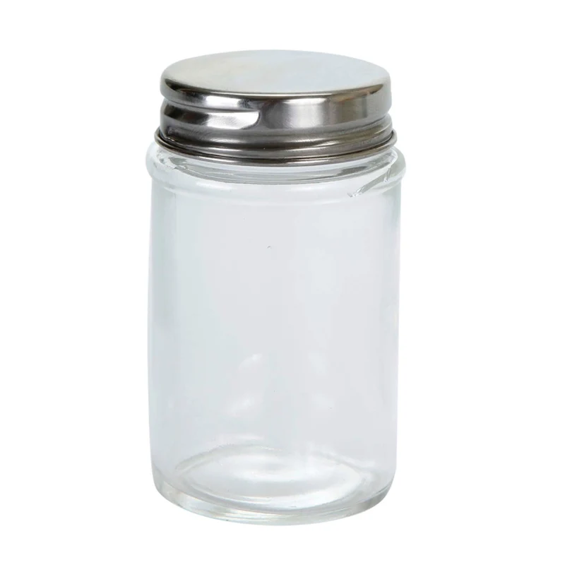 Art.9370 Frasco De Vidrio Con Tapa Metálica aprox 95ml 8.2x5cm 1pz
