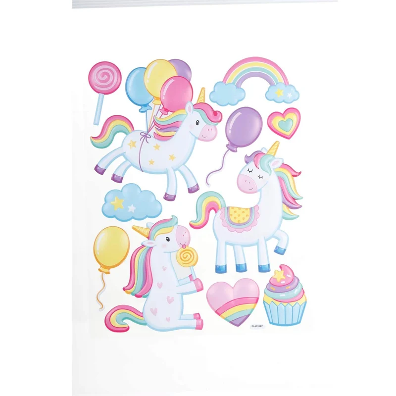 Art.7664 Calcomanía Decorativa Unicornio Varios Tamaños 1 Planilla (Aprox 11pz)