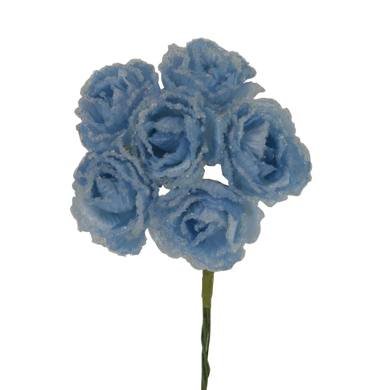 Art.4143 Ramito Destellos Escarchado X6 Flores 12cm 1pz