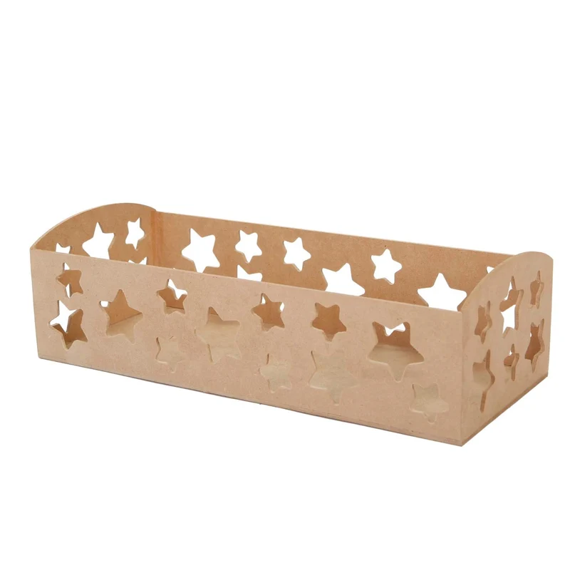 Art.3324 Base Estrellas Rectangular Madera 8.8x30x13.3cm 1pz