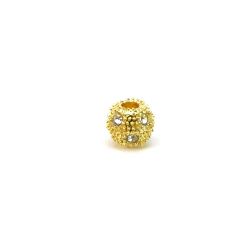 Art.3245 Cuenta Redonda Metal Con Piedra 8mm 5pz