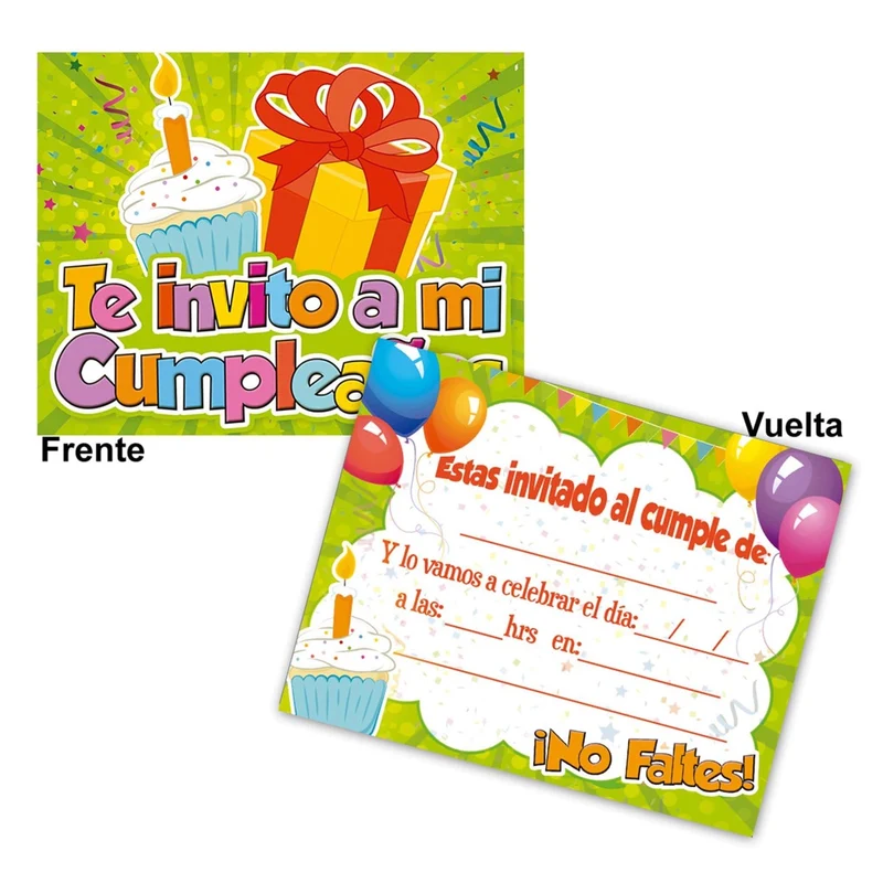 Art.3052 Invitación Cumpleaños Verde 14x11cm 10pz