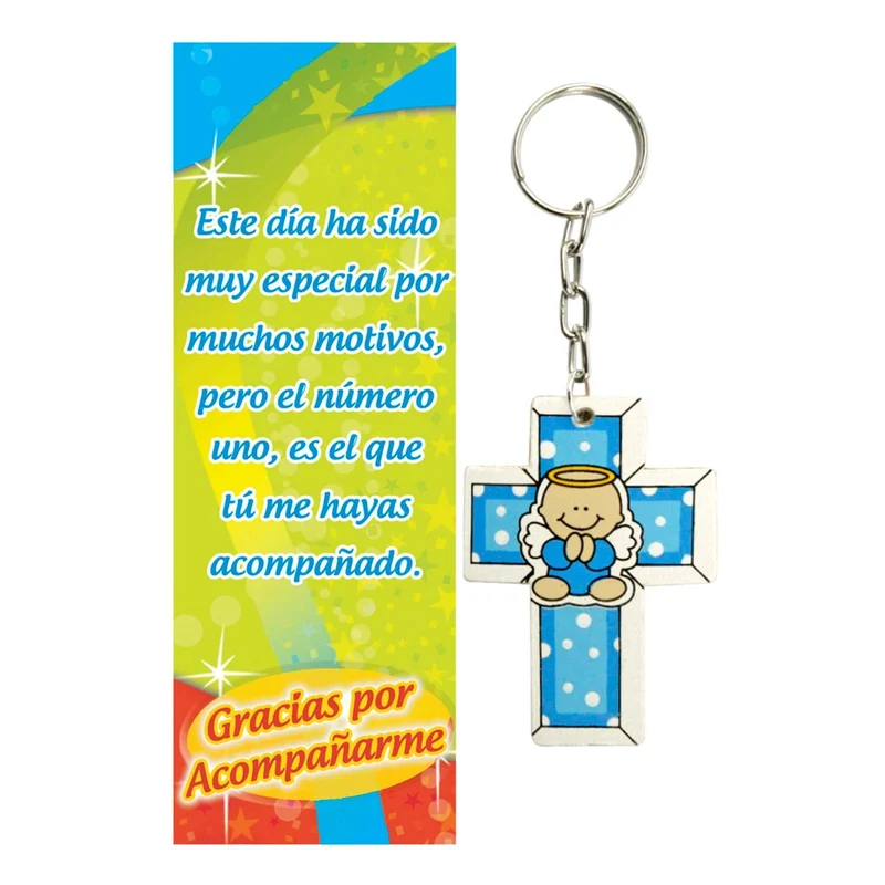 Art.2217 Llavero Cruz Baby Con Agradecimiento 11.5cm 1pz