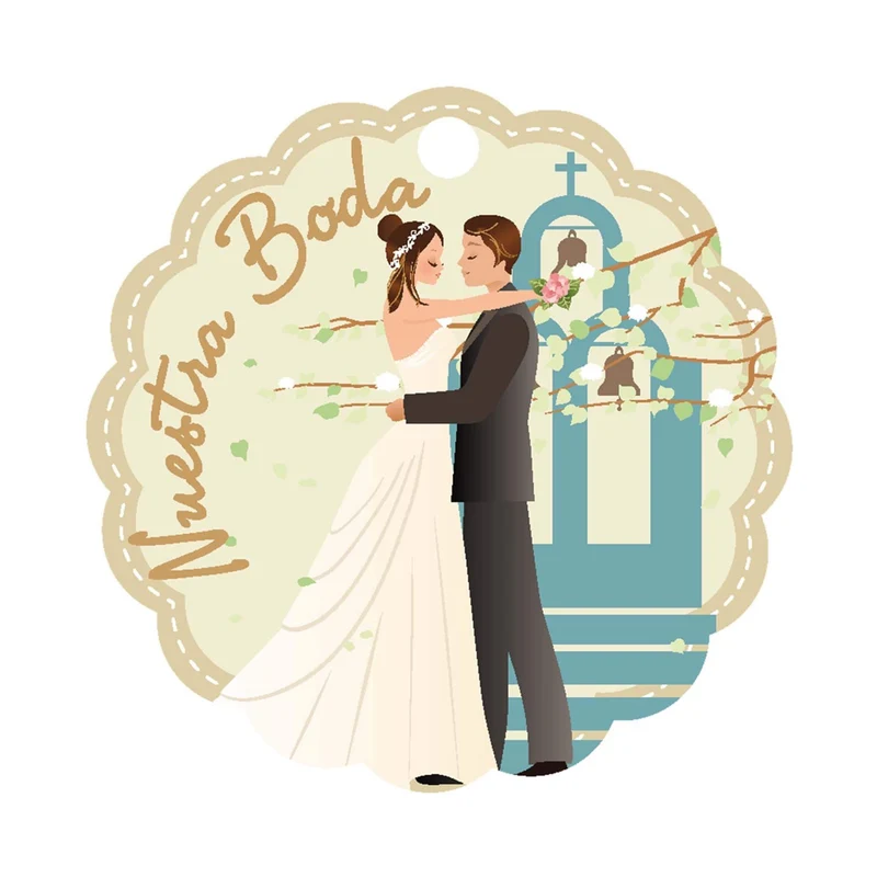 Art.1959 Tarjeta Boda Iglesia 3.5cm 24pz