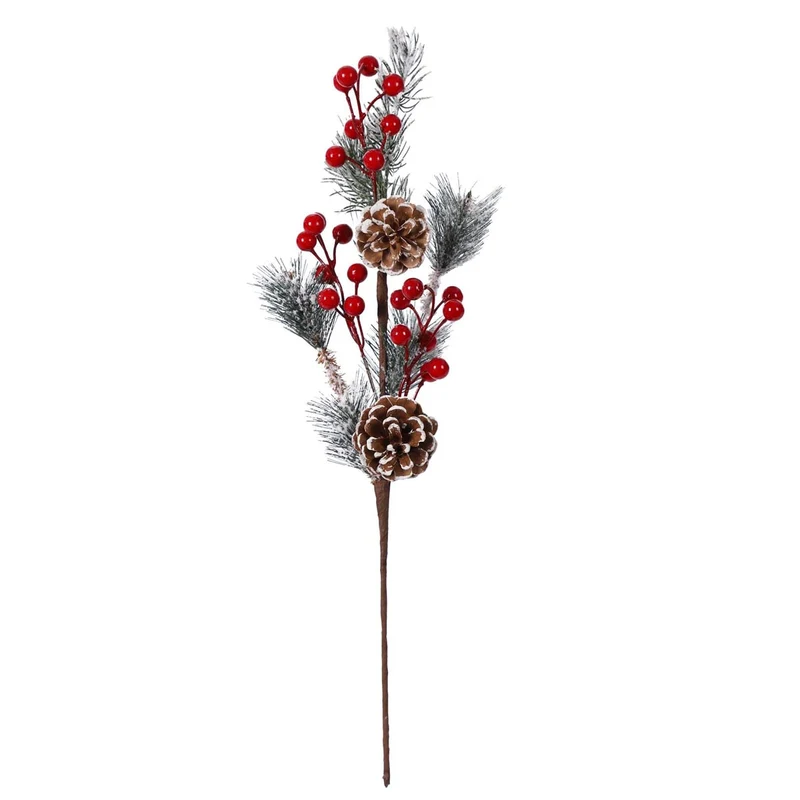 Art.5023 Vara Pino Nevado Con Piñas/Cerezas 50cn 1pz