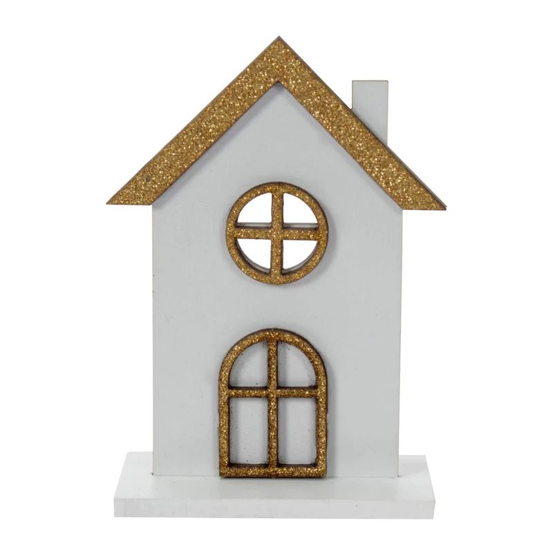 Art.5343 Casita Blanca Con Base Chica 11x7.5x4cm 1pz