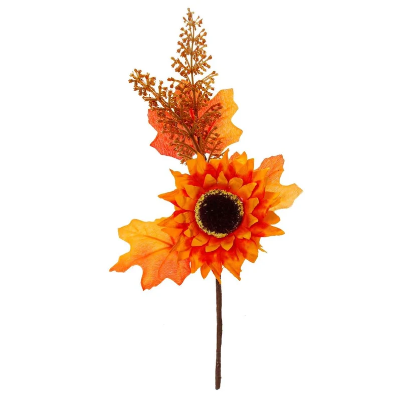 Art.4753 Pick Otoñal Girasol Con Follaje 27cm 1pz