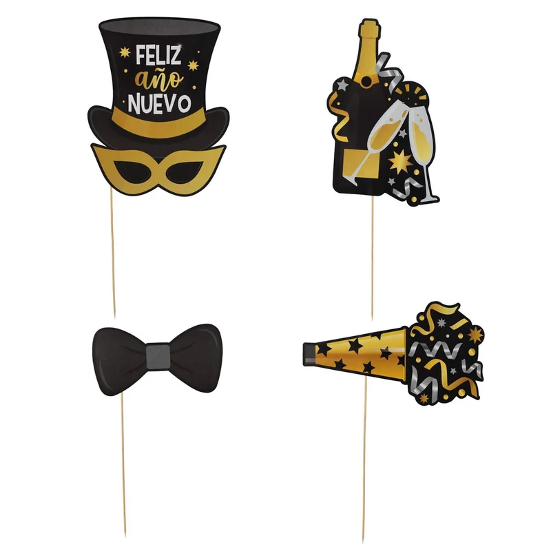 Art.6922 Accesorios Picks Feliz Año Nuevo 46x18cm (Aprox) 4pz