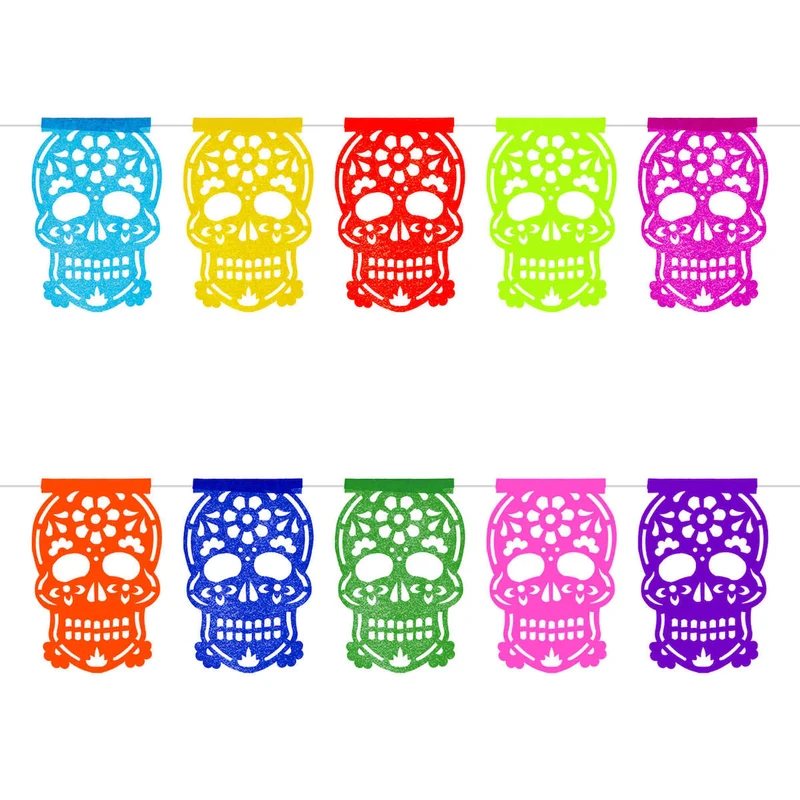 Art.10653 Guía De Papel Picado Cráneo Mediano 23x16cm 2.5m 1pz