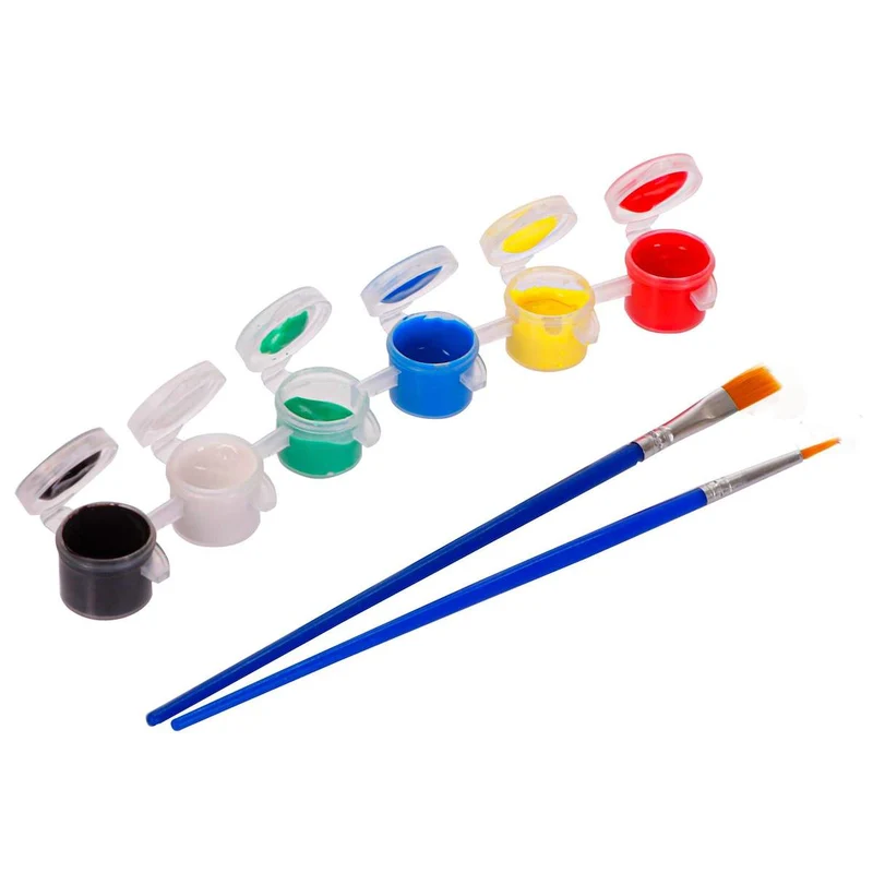 Art.4604 Tira De Pinturas Con 2 Pinceles 6 Colores (Aprox 3ml c/u) 2.5x17x3cm 1pz