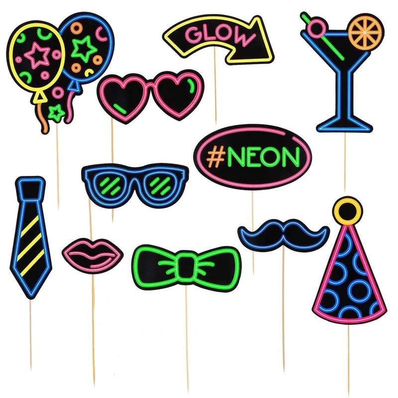 Art.4519 Pick Figuras Cumple Neón 11pz