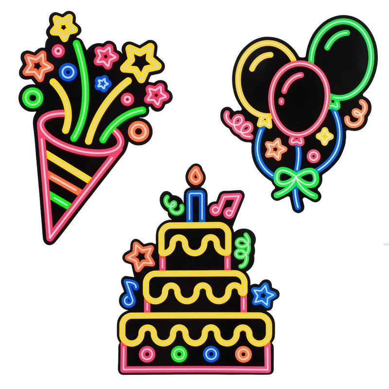 Art.4511 Kit Cumple Neón 39x30cm (Aprox) 3pz