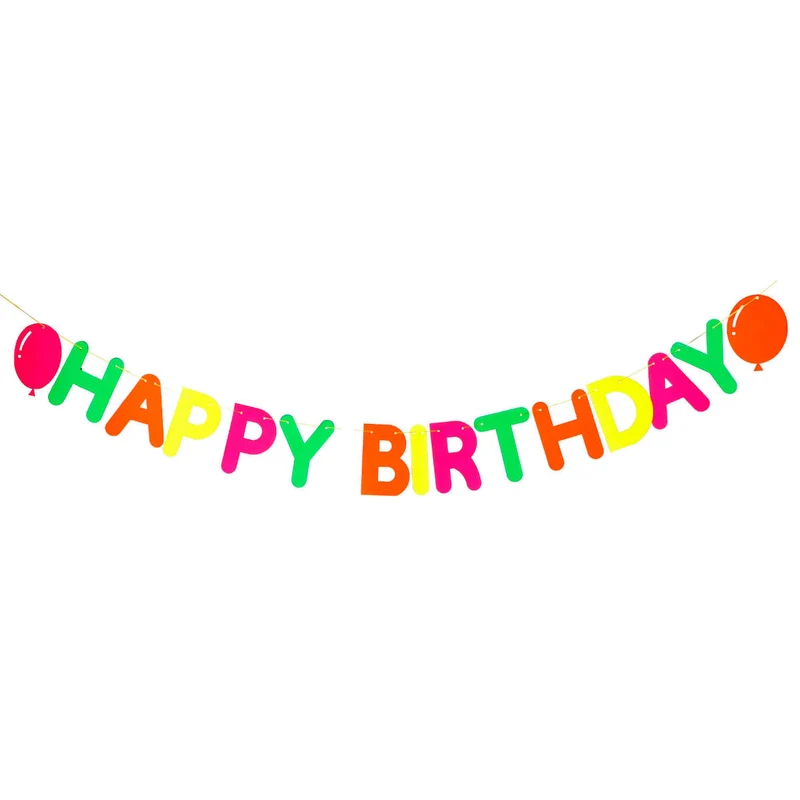 Art.5490 Guía Happy Birthday Neón 15x11cm 2m 1pz
