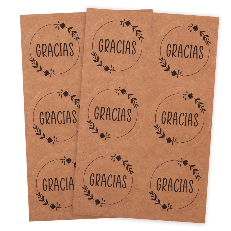 Art.5467 Calcomanía Agradecimiento Kraft 4.5x4.5cm 12pz