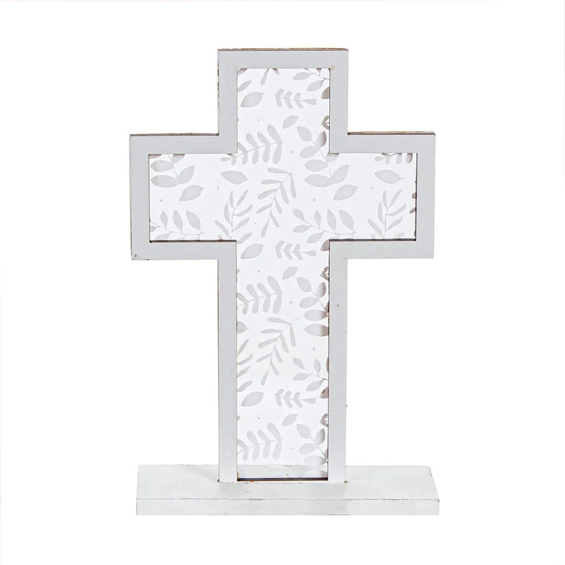 Art.5617 Cruz MDF Hojas Transparente Con Base 12x8x3cm 1pz