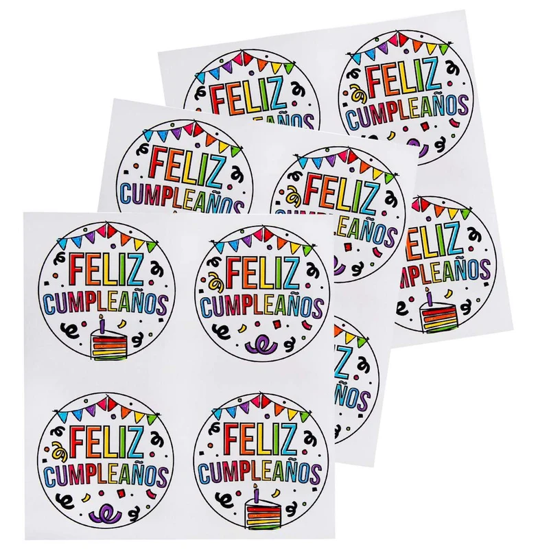 Art.6774 Calcomanía Circular Feliz Cumpleaños 4.5cm 12pz