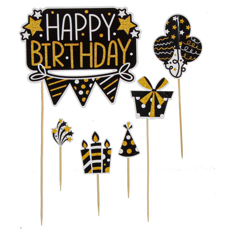 Art.6463 Adorno Pick Happy Birthday 6pz