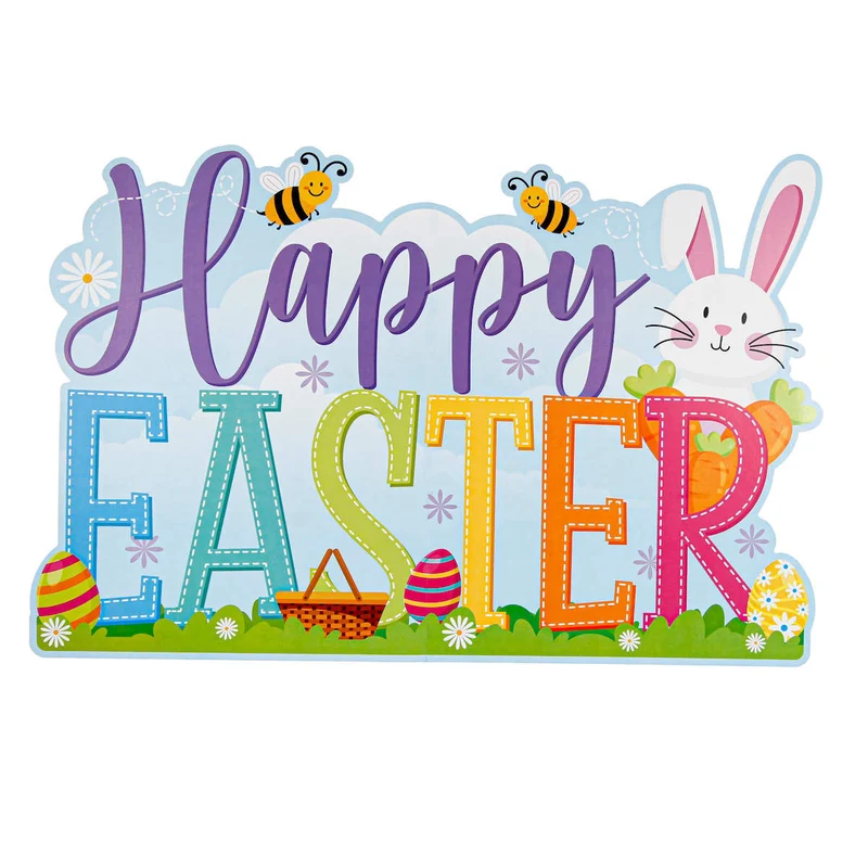 Art.6516 Letrero Feliz Pascua 44x68cm 1pz