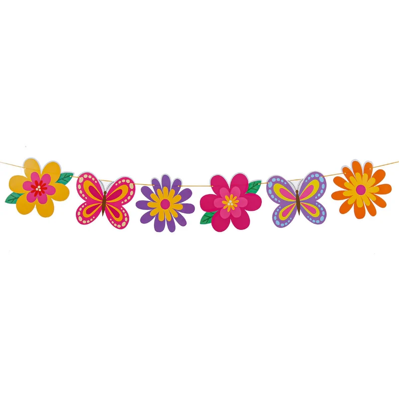 Art.6296 Banderín De Mariposas/Flores x12 16x18cm 3m