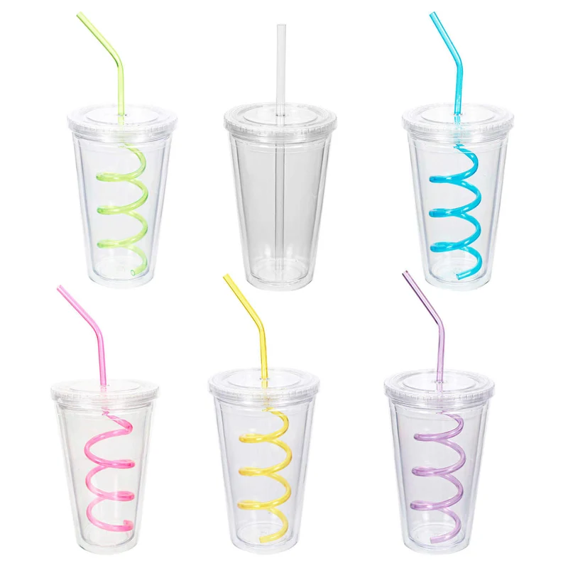 Art.8161 Vaso Transparente Con Popote 26x10cm (Aprox 500ml) 1pz