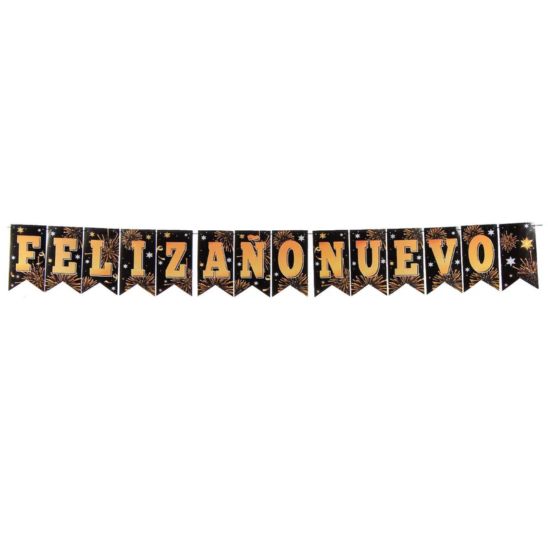 Art.8487 Banderín Feliz Año 20x11cm (2mt) 14pz