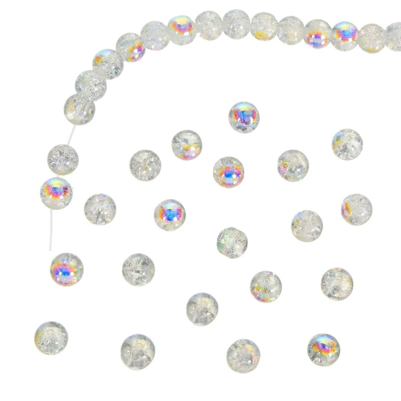 Art.2646 Cuenta de Cristal Craquelada Colores AB 8mm Hilo 41cm (Aprox 57pz)
