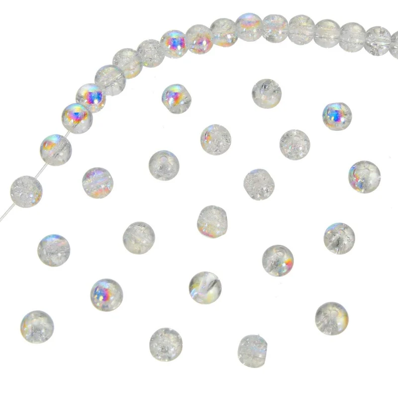 Art.2643 Cuenta de Cristal Craquelada Colores AB 6mm Hilo 41cm (Aprox 78pz)