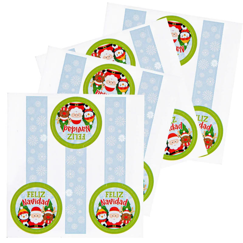 Art.8240 Etiqueta Decorativa Feliz Navidad 10x3.5cm 12pz
