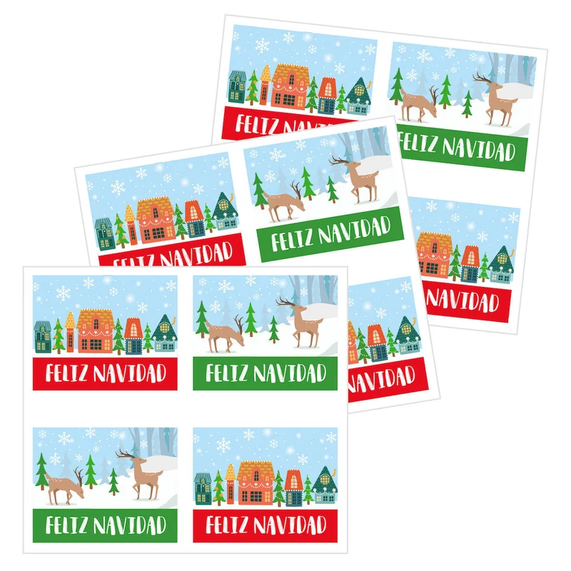 Art.8239 Calcomanía Feliz Navidad 3.5x4.5cm 12pz