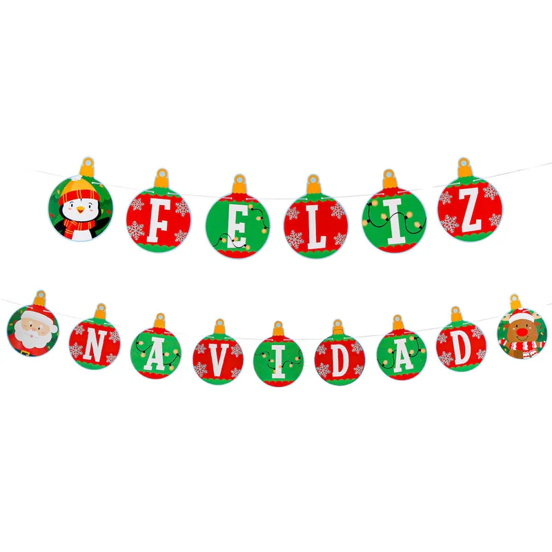 Art.8228 Banderín Esferas Feliz Navidad 17x14cm 15pz