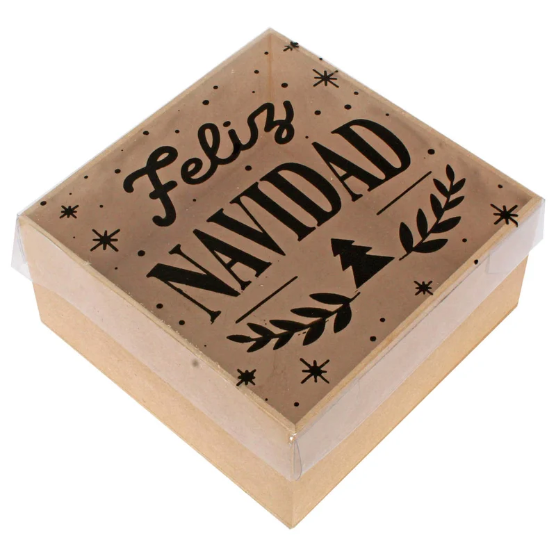 Art.7871 Caja Feliz Navidad Pino 7x14x14cm 1pz