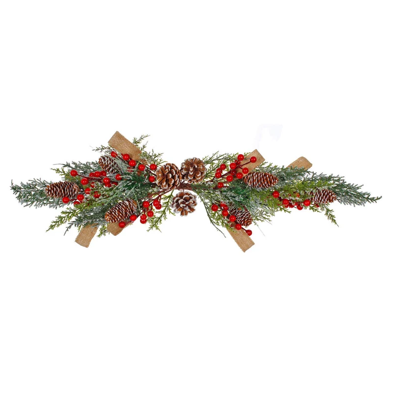 Art.1479 Centro De Mesa Pino, Decorada 80cm 1pz
