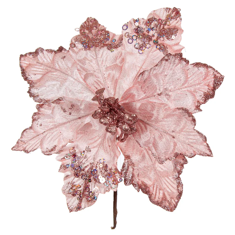 Art.1224 Flor Nochebuena Rosa 28cm 1pz