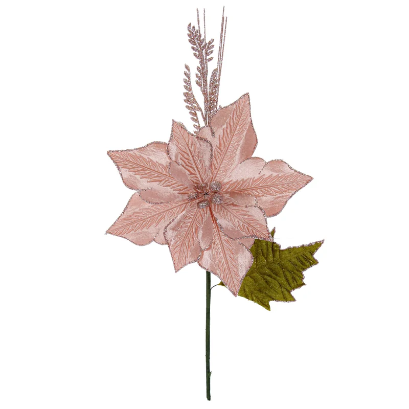Art.1214 Vara Flor Nochebuena Rosa 40cm 1pz