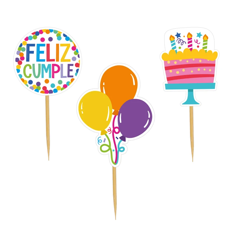 Art.10855 Pick Feliz Cumple 9cm 12pz