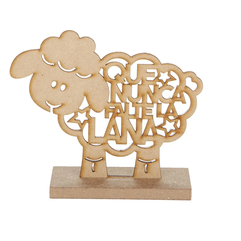 Art.495 Borreguito Con Base Madera 12.5x14x4cm 1pz