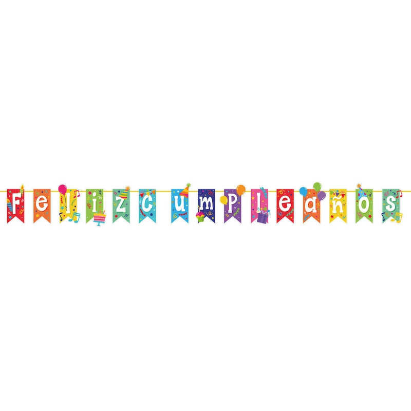 Art.10320 Banderín Feliz Cumpleaños 28x18cm 15pz